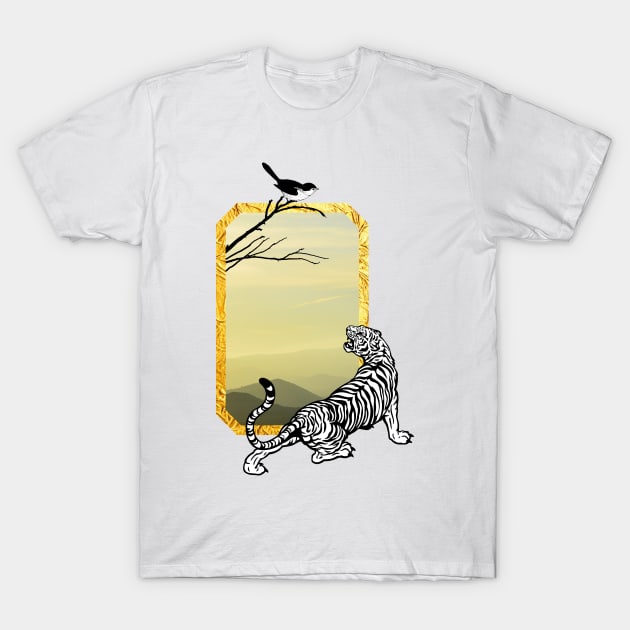 The tiger and the bird. T-Shirt by LeonLedesma